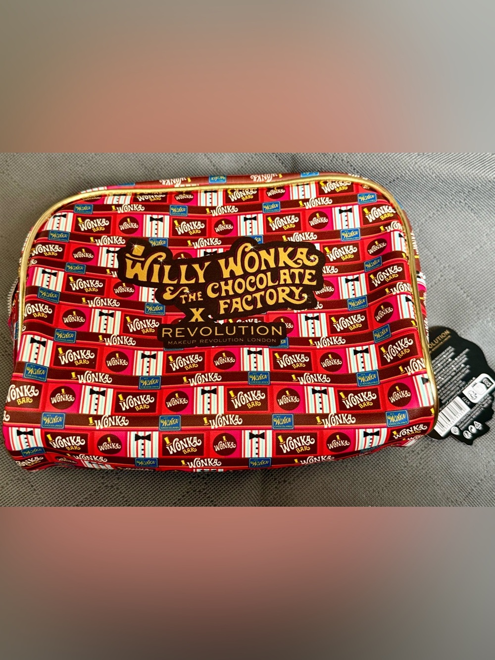 Willy Wonka Chocolate Factory x Revolution Beauty Makeup Bag Cosmetic Zip NWT